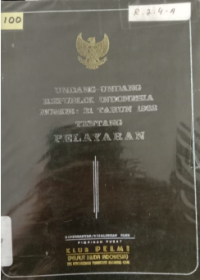 Undang-Undang Republik Indonesia Nomor 21 Tahun 1992 Tentang Pelayaran