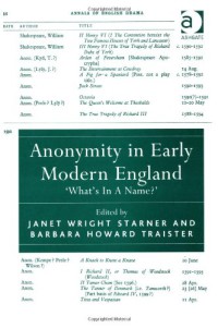 Anonymity in Early Modern England : ''What's in a name?''