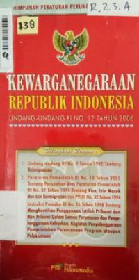 Kewarganegaraan Republik Indonesia Undang-Undang RI No. 12 Tahun 2006