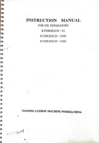 Instruction Manual For Oil Separators KYDR203CD-23, KYDR203CD-2360, KYDR303CD-2360N