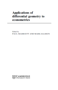 Applications Of Differential Geometry To Econometrics