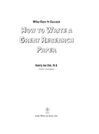 How to Write a Great Research Paper (Wiley Keys to Success)